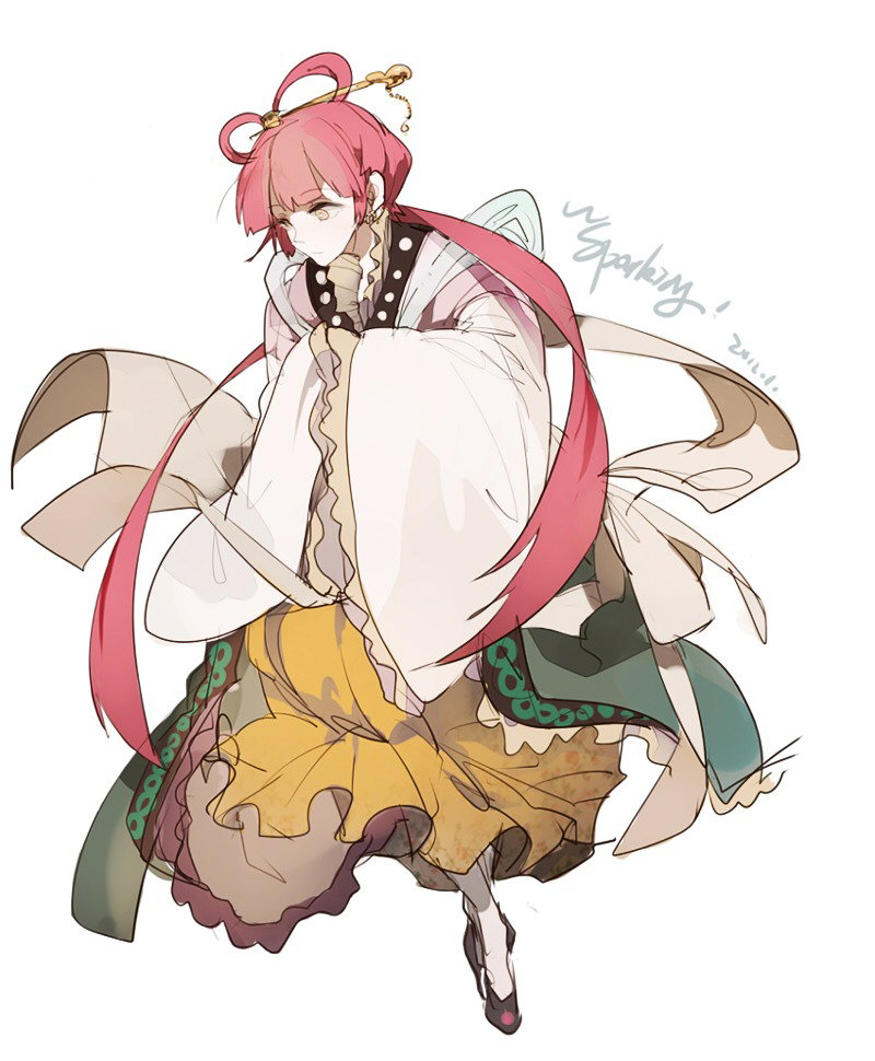 kimono, long_hair, magi:_the_labyrinth_of_magic, pink_eyes, redhead, ren_kougyoku, twintails, uu_(pixiv_2827083), wafuku