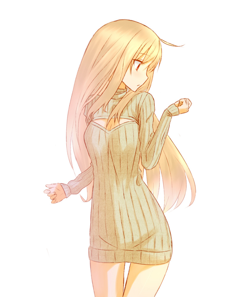 ahoge, blonde, high_resolution, hun_tun, long_hair, red_eyes, shiina_mashiro, sweater, the_pet_girl_of_sakurasou