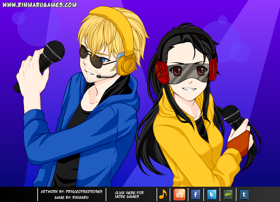 black_hair, blonde_hair, breasts, diplo, dubstep, edm, glasses, guntrol, headphones, jack_u, jacket, long_hair, otoko_no_ko, rinmaru_(linmaru), skrillex, smile, yellow_jacket
