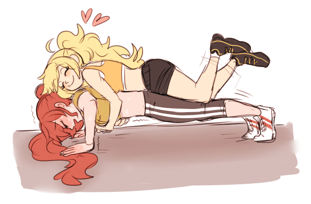 2girls, blonde_hair, blush, closed_eyes, dashingicecream, heart, hug, hug_from_behind