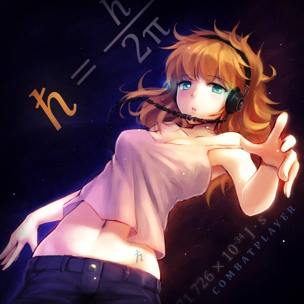 1girl, album_cover, blue_eyes, breasts, brown_hair, cleavage, commentary, cover