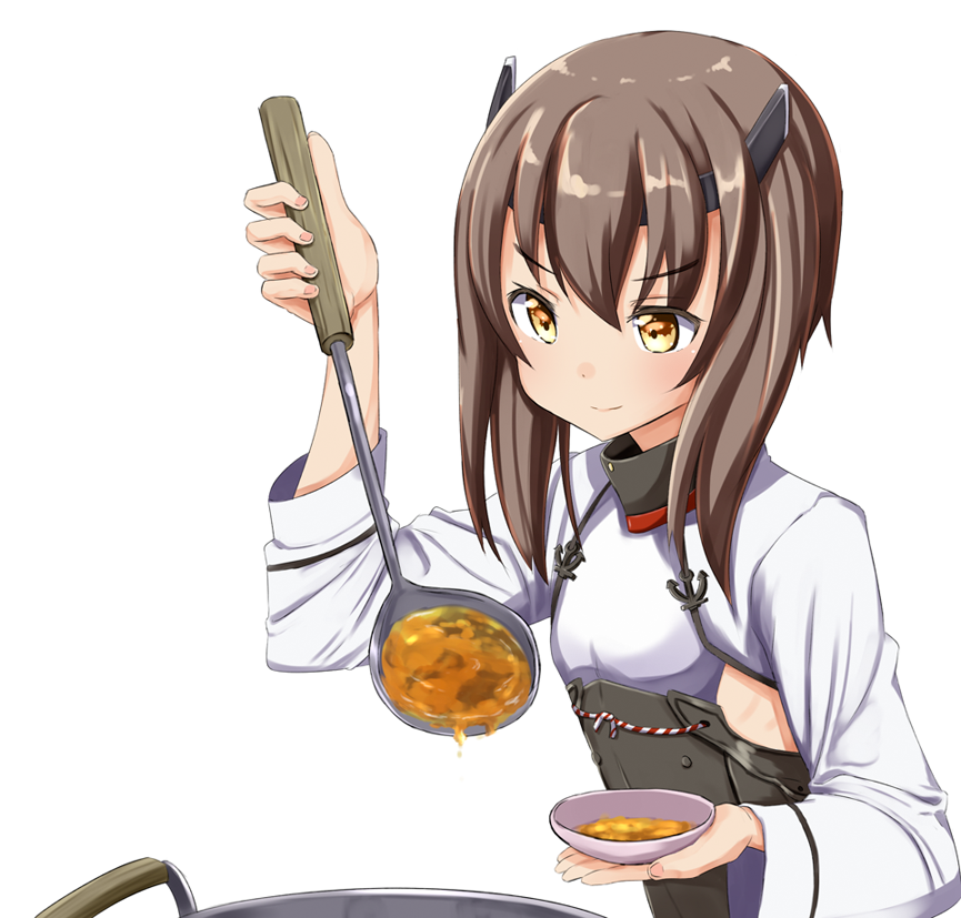 1girl, ame., bot, brown_eyes, brown_hair, curry, food, kantai_collection