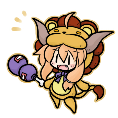animal_costume, chibi, cosplay, fate/stay_night, fate_(series), ibuki_suika, lion_costume, lowres