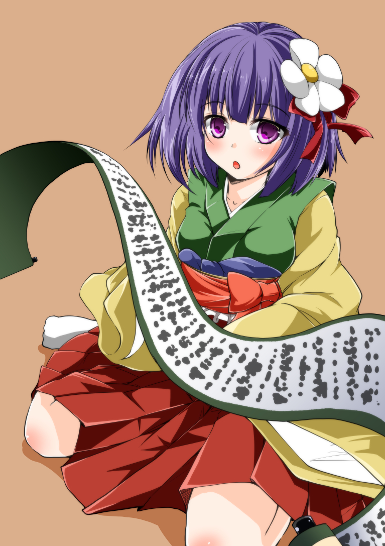 1girl, flower, hair_flower, hair_ornament, hieda_no_akyuu, japanese_clothes, kimono, long_sleeves