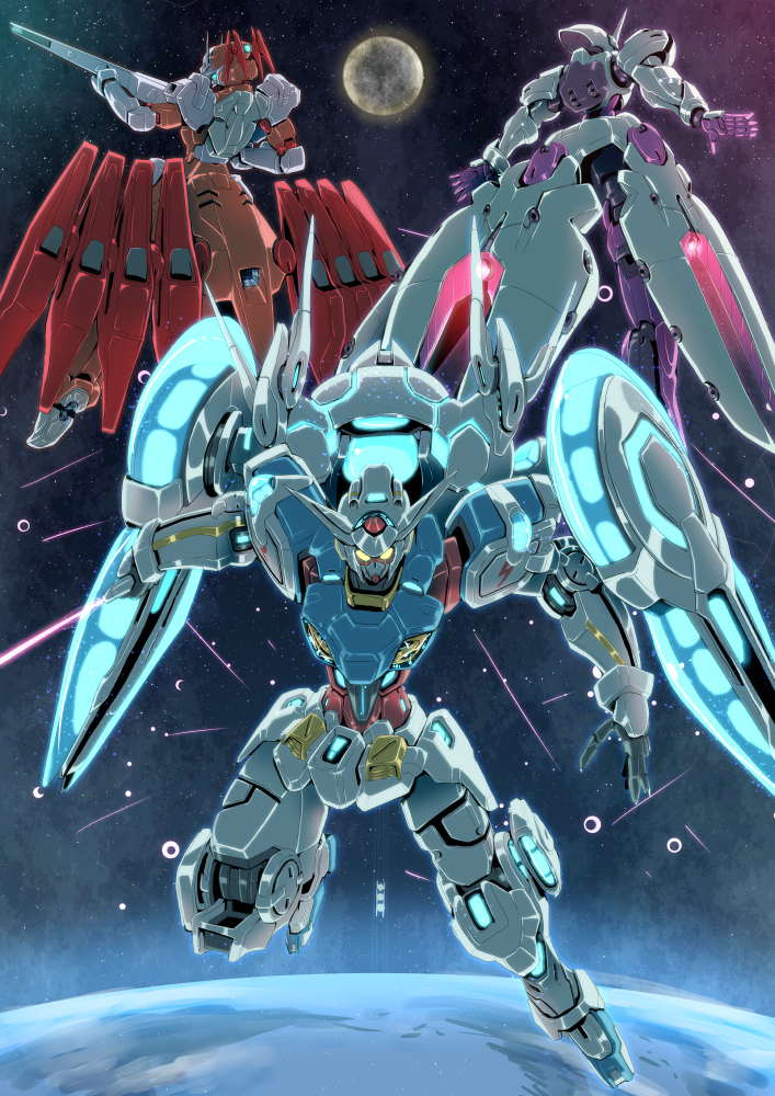 earth, g-arcane, g-lucifer, g-self, glowing, glowing_eyes, gun, gundam