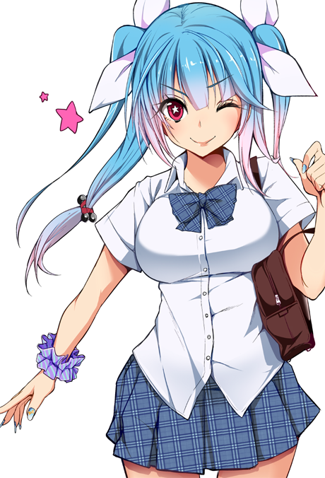 1girl, alternate_costume, blue_hair, breasts, bun_(hiyokomame), hair_ribbon, i-19_(kantai_collection), kantai_collection