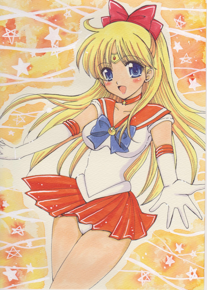 absurdres, aino_minako, bishoujo_senshi_sailor_moon, blonde_hair, blue_eyes, choker, elbow_gloves, gloves