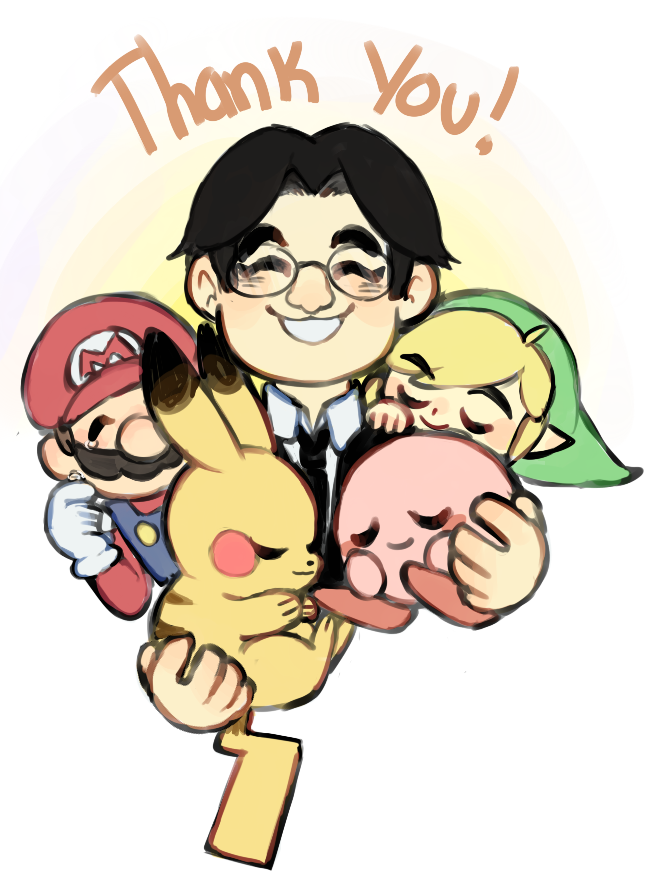 3boys, artist_request, iwata_satoru, kirby, link, mario, multiple_boys, nintendo, pikachu, pokemon, pokemon_(creature), super_mario_bros., super_smash_bros., tagme, the_legend_of_zelda