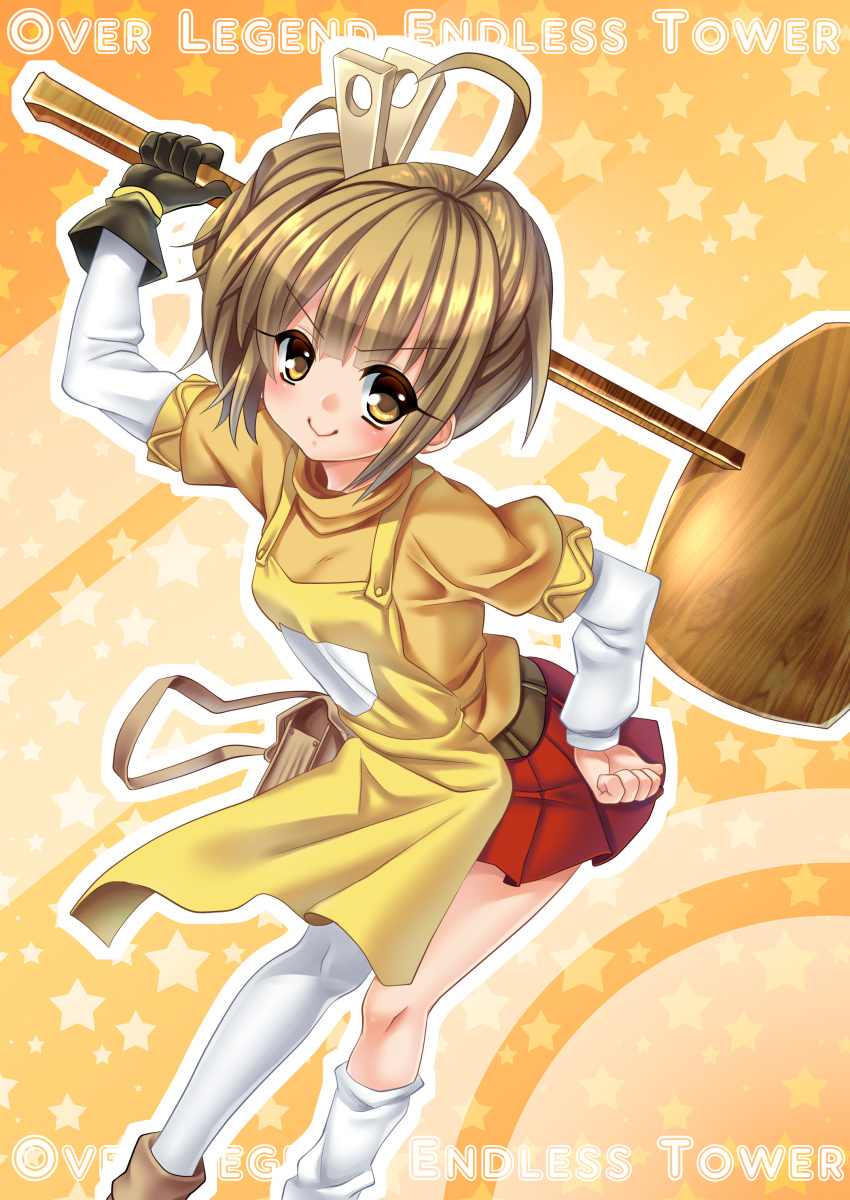 absurdres, apron, highres, looking_at_viewer, mallet, mallet_(ole_tower), miginohito_mitsuru, ole_tower