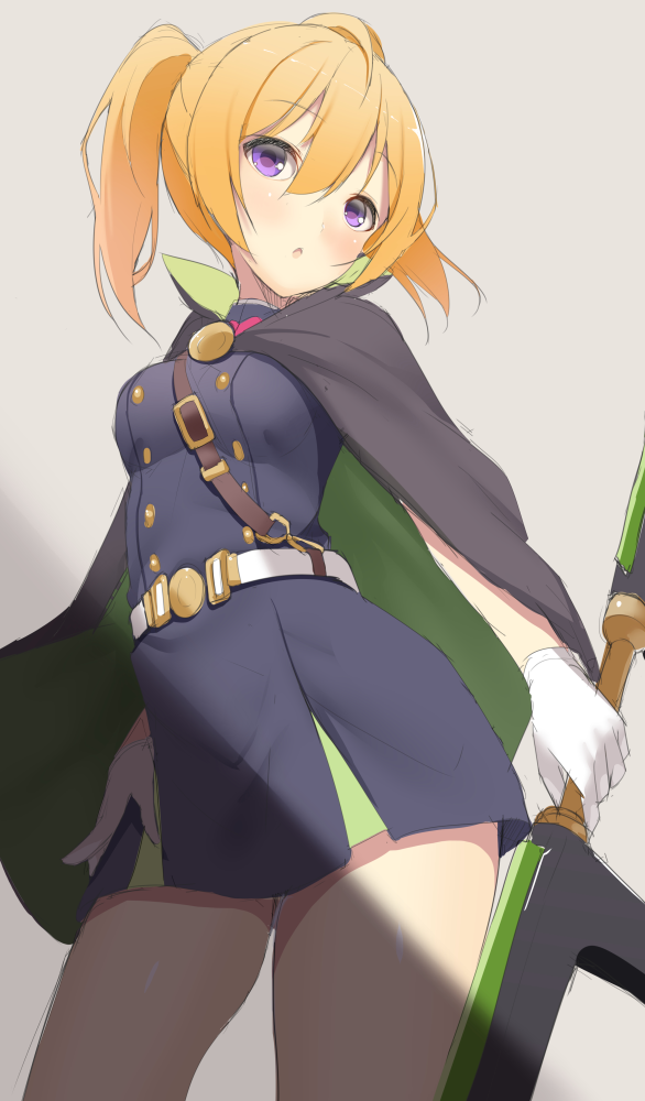 blonde, blush, cloak, gloves, kurogoma_p, owari_no_seraph, sanguu_mitsuba, short_hair
