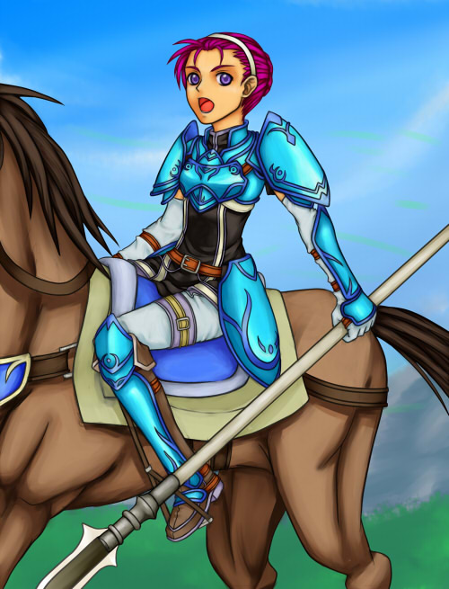 1boy, 1girl, armor, dark_skin, fiona_(fire_emblem), fire_emblem, fire_emblem:_akatsuki_no_megami, gauntlets