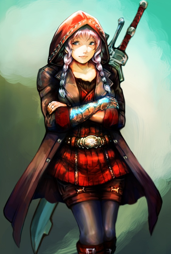 1girl, blue_eyes, braid, devil_bringer, devil_may_cry, devil_may_cry_4, female, gauntlets