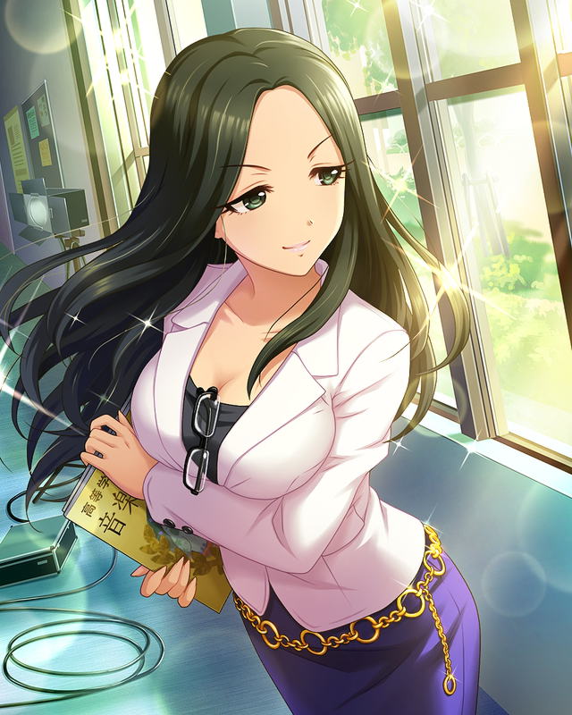 1girl, artist_request, black_hair, green_eyes, helen_(idolmaster), idolmaster, idolmaster_cinderella_girls, long_hair