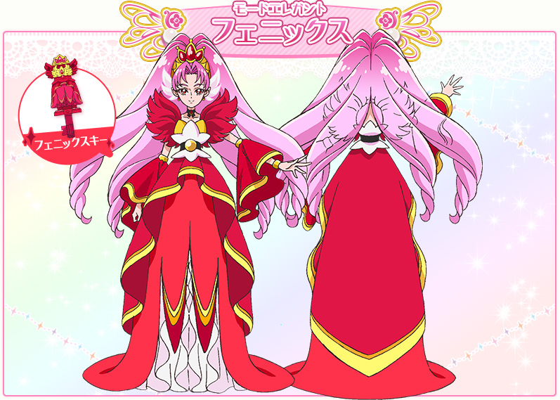 alternative_costume, back, cure_scarlet, dress, earrings, female, go!_princess_precure, gown