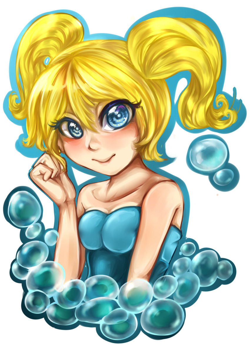 blonde, blue_dress, blue_outfit, bubachan333, bubble, bubbles_(ppg), dress, female