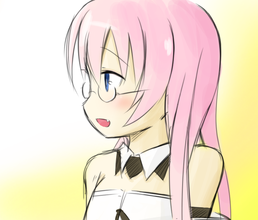 blue_eyes, clariossa_daora_fortorthe, fang, hanakamigahaku, invaders_of_the_rokujyouma!?, long_hair, glasses, pink_hair