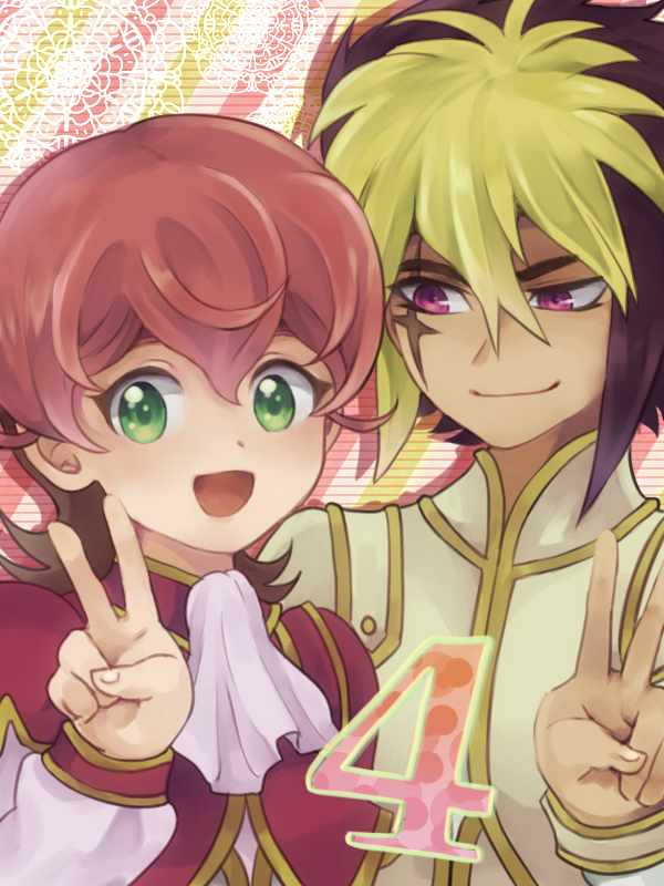 2boys, 3:4_ratio, 600x800_wallpaper, ascot, duo, european_clothes, green_eyes, iii_(yu-gi-oh!_zexal)