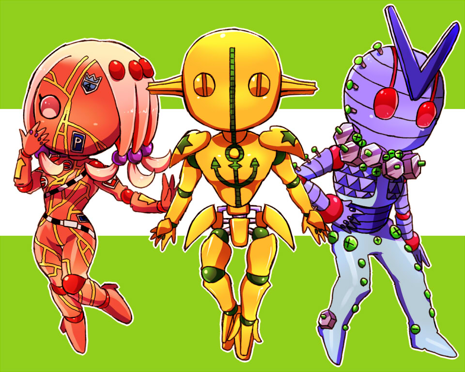 bolt, hair_bobbles, hair_ornament, jojo_no_kimyou_na_bouken, jojolion, kamiura, no_humans, nut_king_call