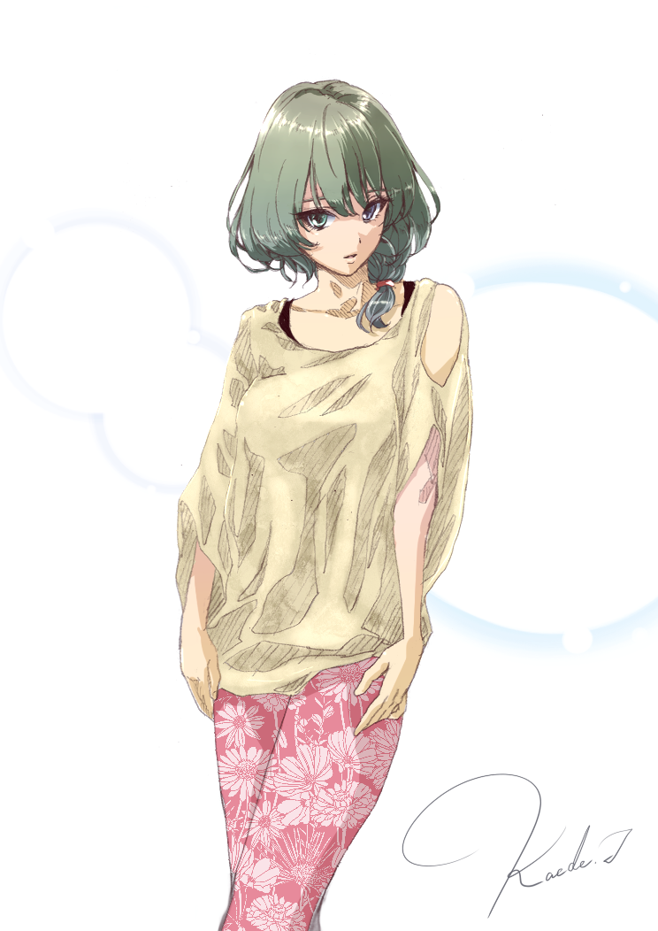 1girl, blue_eyes, collarbone, green_eyes, grey_hair, haru_(primavera), heterochromia, idolmaster