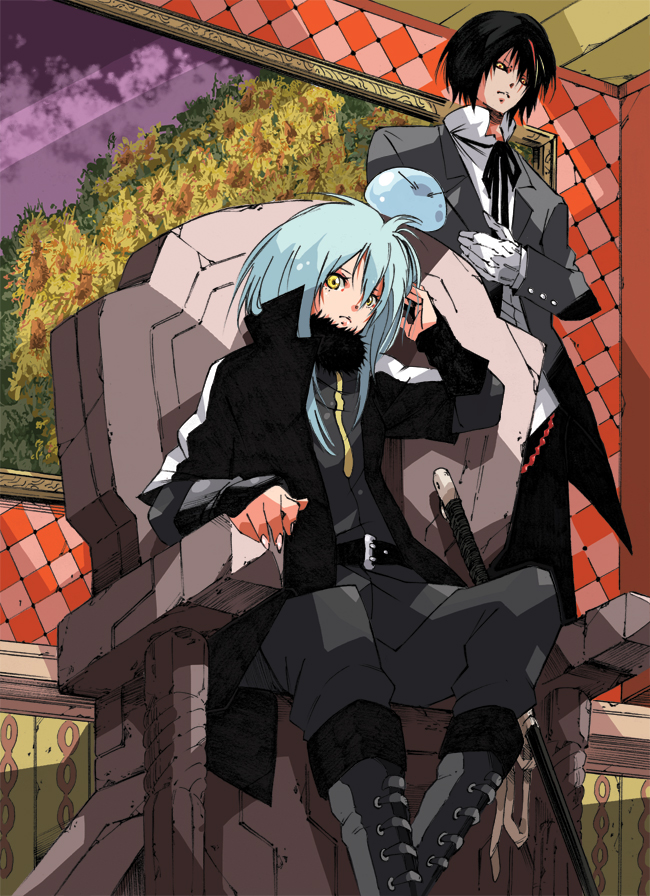 belt, boots, chair, coat, flower, makkamu, painting, rimuru