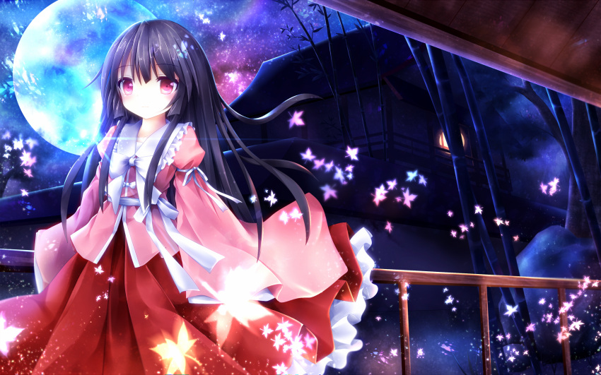 16:10_aspect_ratio, 1920x1200_wallpaper, black_hair, female, high_resolution, houraisan_kaguya, long_hair, pixiv_id_1237687, solo, touhou, wallpaper