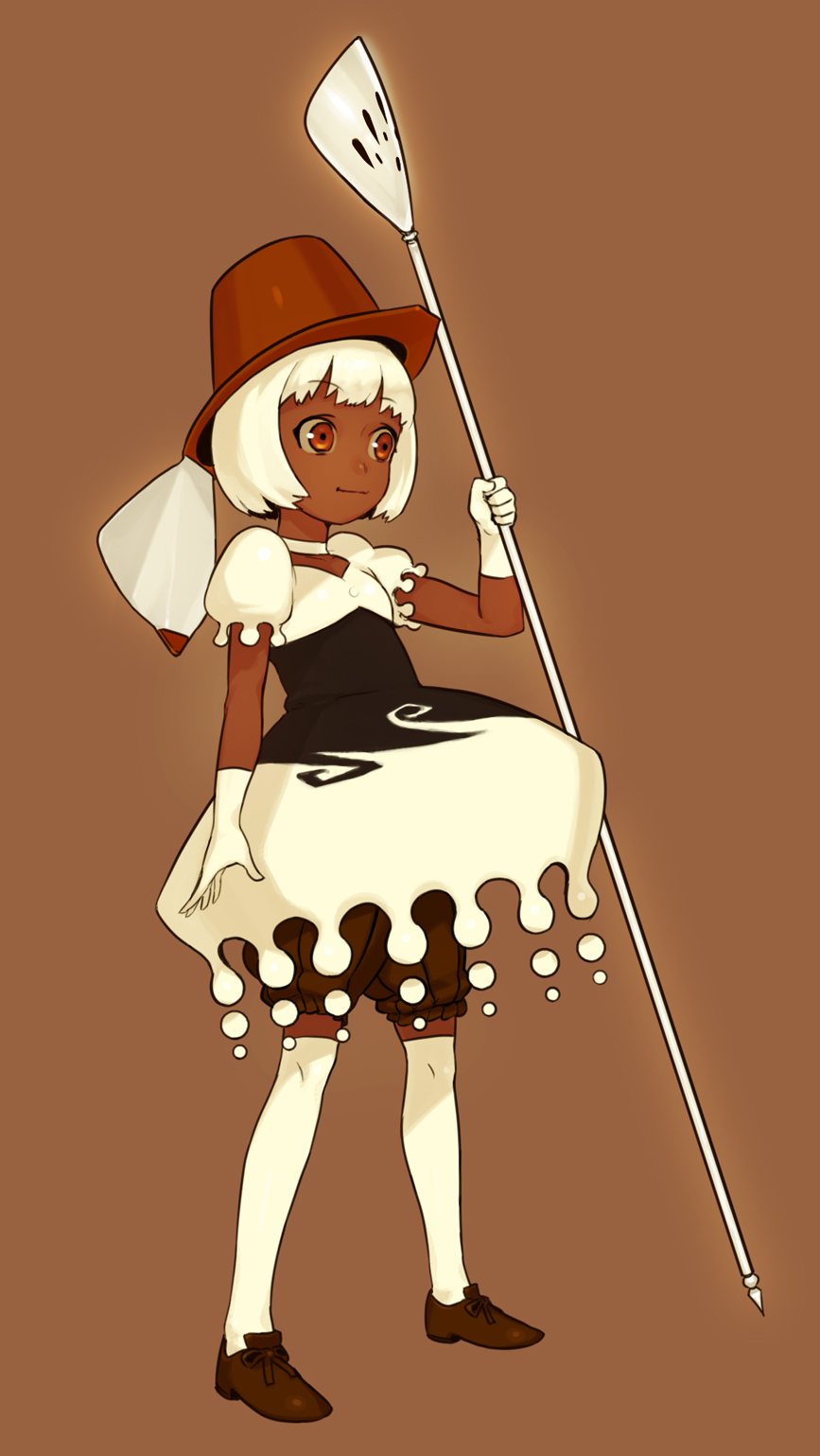 asgr, brown_eyes, dark_skin, gloves, hat, highres, original, short_hair