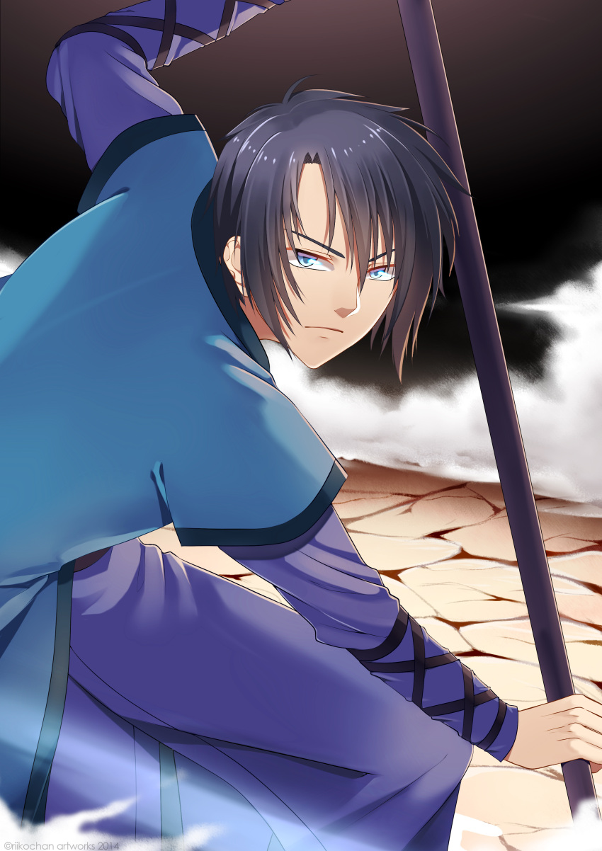 1boy, absurdres, akatsuki_no_yona, black_hair, blue_eyes, hak_(akatsuki_no_yona), highres, male_focus