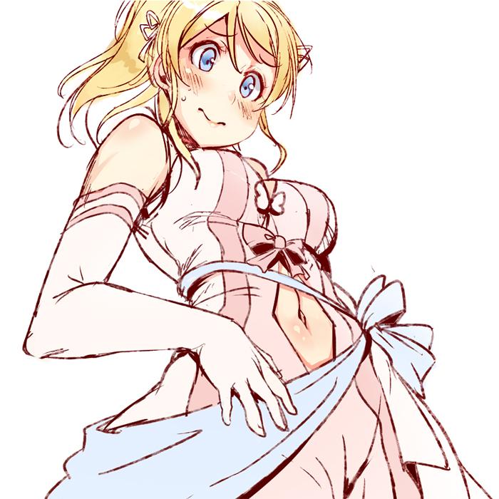 ajishio, ayase_eli, bare_shoulders, blodne_hair, blue_eyes, elbow_gloves, gloves, love_live!_school_idol_project