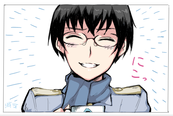 1girl, black_hair, blue_scarf, blush, cup, eini_a_lukkanen, em, glasses
