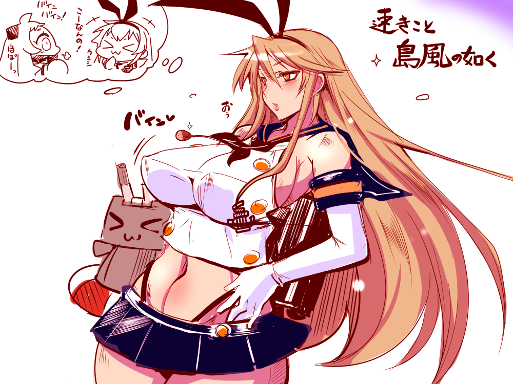 >_<, 2girls, :3, ahoge, anchor_hair_ornament, bare_shoulders, black_panties, blonde_hair