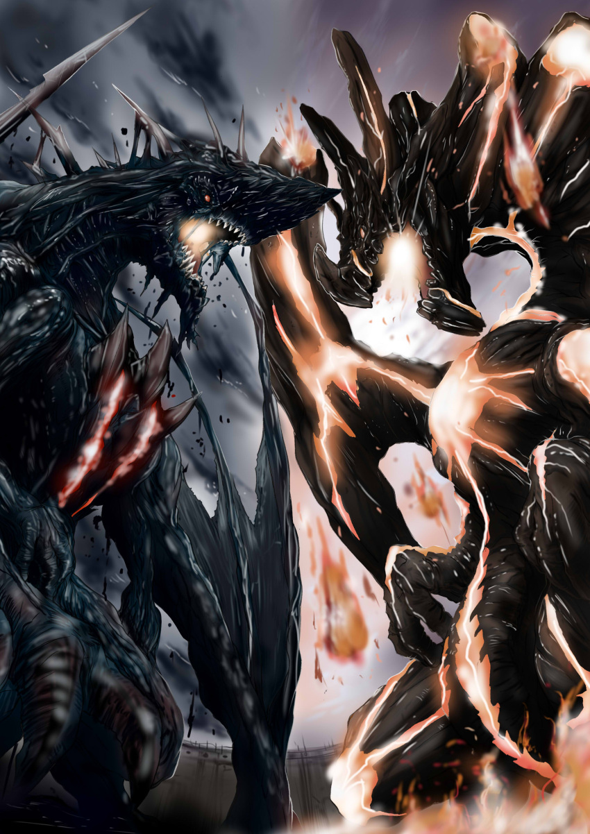 absurdres, claws, dire_miralis, dragon, fire, giant, glowing, glowing_eyes