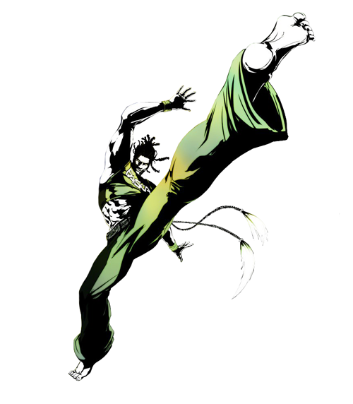 1boy, barefoot, capoeira, eddy_gordo, foreshortening, fujisawa_tomio, full_body, hairlocs