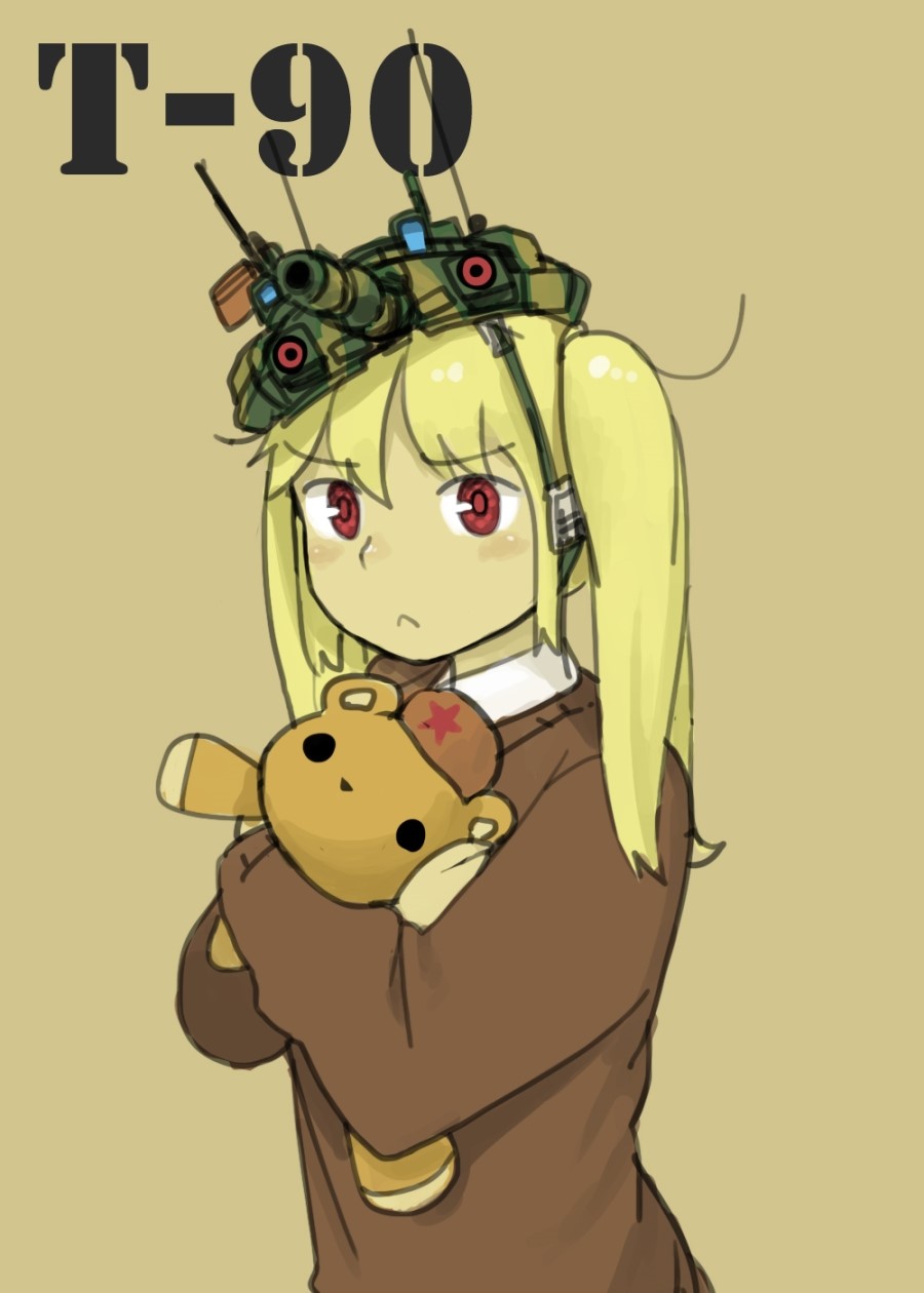 1girl, anyan_(jooho), blonde_hair, highres, mecha_musume, military, military_vehicle, original