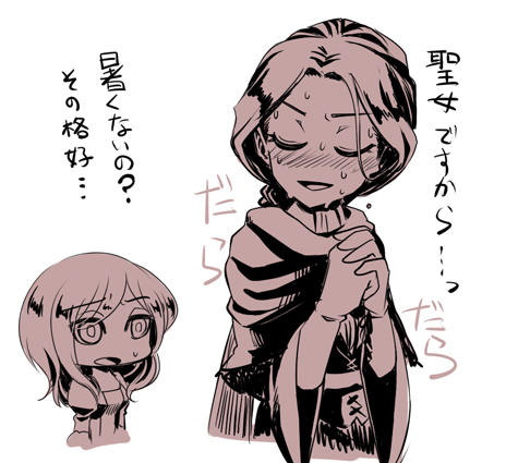 2girls, adella_the_nun, arianna_(bloodborne), bloodborne, blush, dress, gloves, long_hair