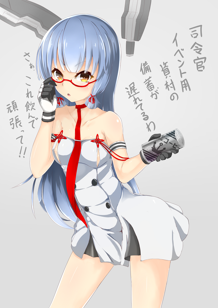1girl, akaikonomi, bangs, bare_legs, bare_shoulders, bespectacled, blunt_bangs, blush