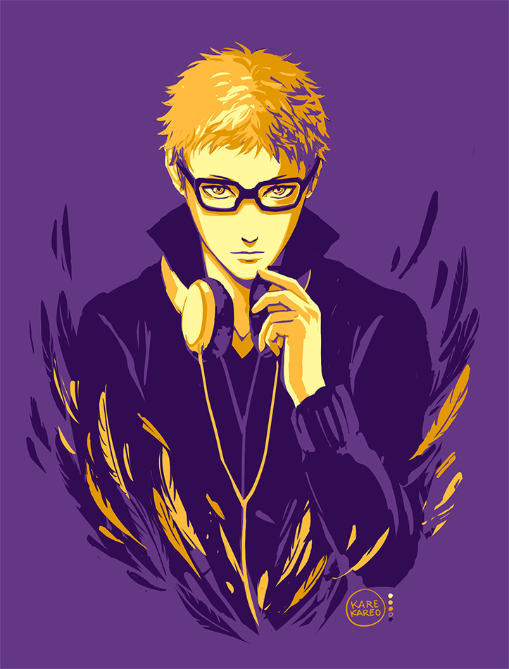 1boy, glasses, gym_uniform, haikyuu!!, headphones, headphones_around_neck, jersey, kamille_areopagita