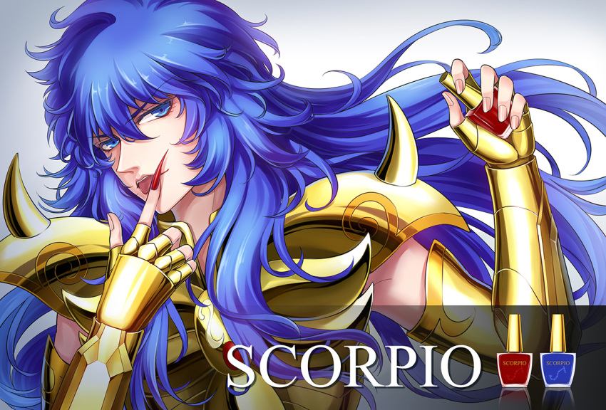 1boy, androgynous, armor, blue_eyes, blue_hair, full_armor, long_hair, male_focus