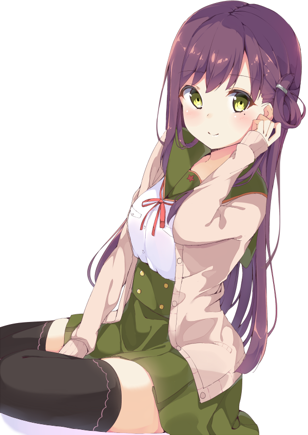 black_legwear, breasts, cardigan, chikuwa., folded_hair, gakkou_gurashi!, hair_ornament, hairclip