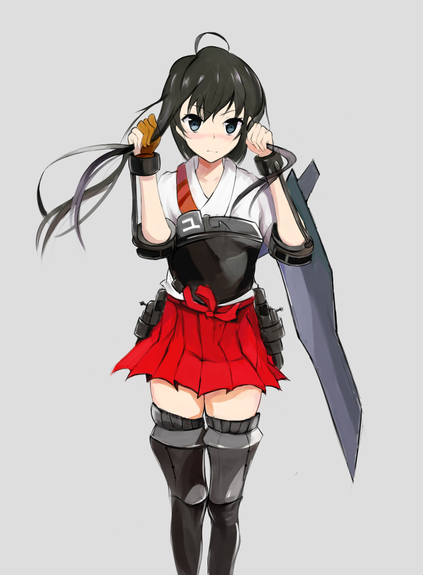 1girl, akane_(kitamuraeri), black_hair, blue_eyes, blush, fingerless_gloves, gloves, highres