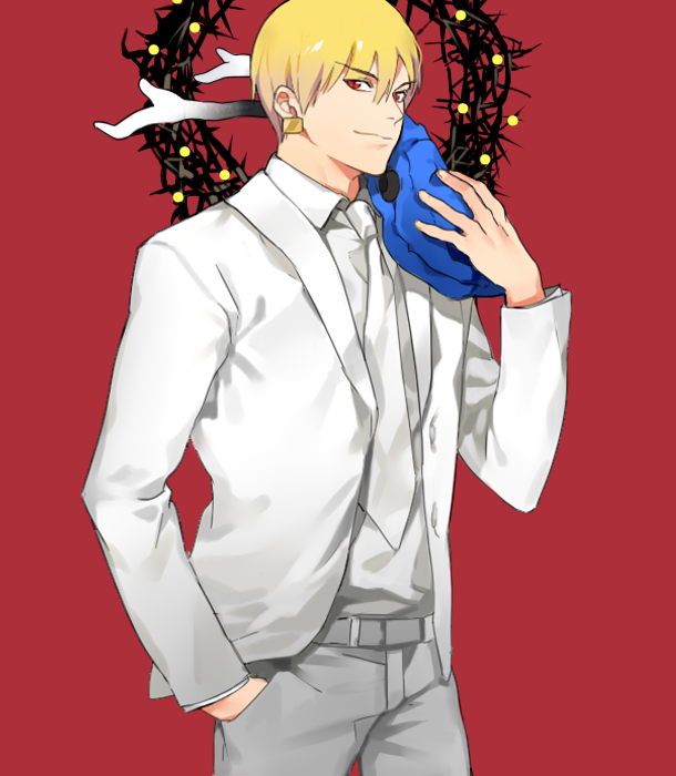 1boy, blonde_hair, fate/stay_night, fate_(series), formal, gilgamesh, lancelot_(smalock), red_eyes