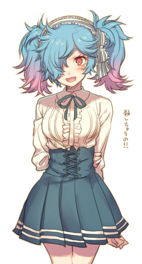 1girl, blue_hair, blush, fire_emblem, fire_emblem_if, hair_over_one_eye, multicolored_hair, open_mouth