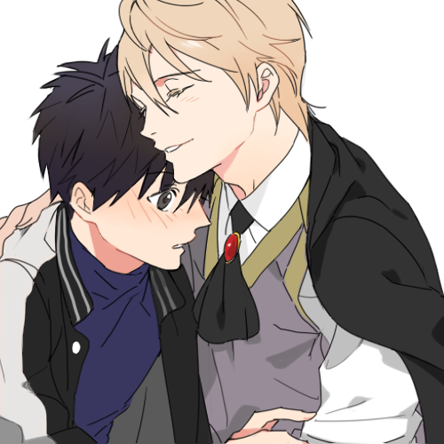 2boys, berserker_(fate/prototype_fragments), black_eyes, blonde_hair, fate/prototype:_fragments_of_blue_and_silver, hug, kitano_tatsumi, lancelot_(smalock)