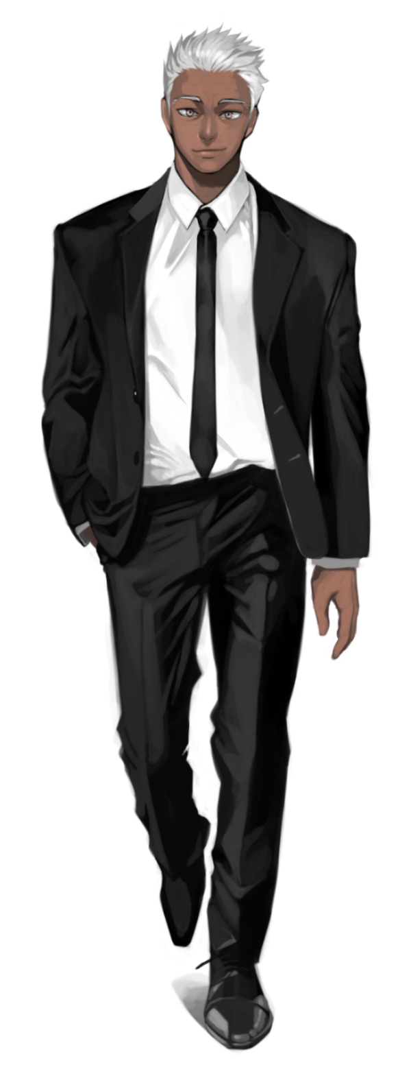 1boy, archer, fate/stay_night, fate_(series), formal, highres, mochaabx, solo, suit, white_hair