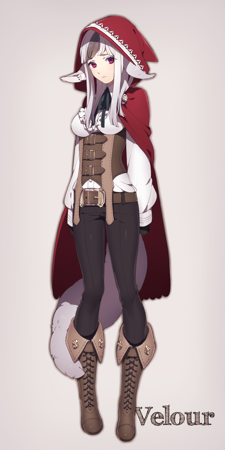 1girl, animal_ears, black_hair, boots, cape, fire_emblem, fire_emblem_if, grey_hair