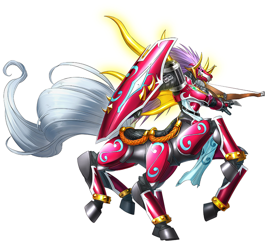 bow_(weapon), crossbow, digimon, digimon_story:_cyber_sleuth, gauntlets, loincloth, monster, multiple_legs
