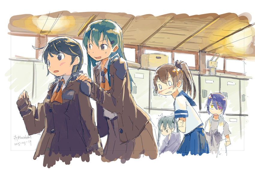 5girls, kantai_collection, kumano_(kantai_collection), kumano_(kantai_collection)_(cosplay), kusakabe_(kusakabeworks), multiple_girls, tenryuu_(kantai_collection), ushio_(kantai_collection)