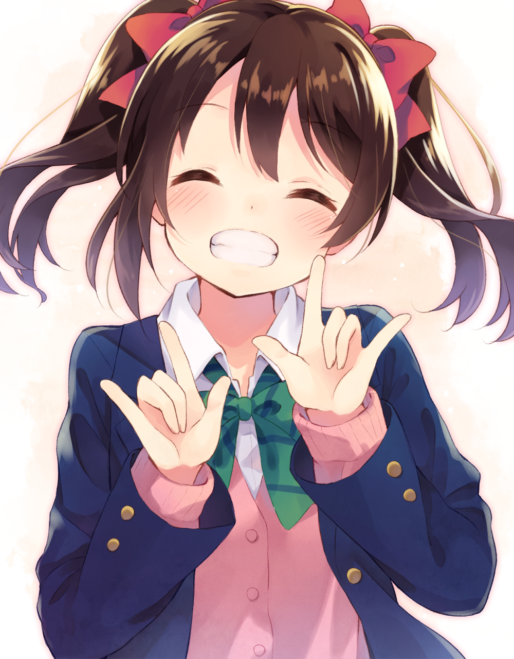 1girl, black_hair, bow, closed_eyes, hair_bow, highres, love_live!_school_idol_project, nononon