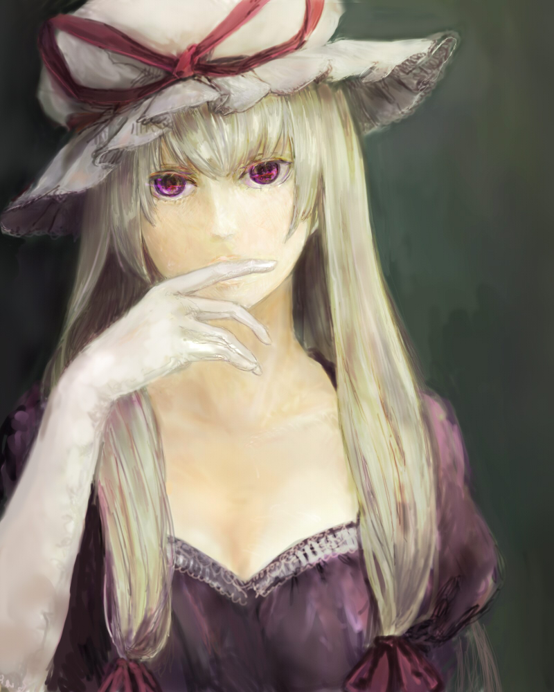 bad_id, bust, covering_mouth, noki_(pixiv363792), nosaki_(pixiv363792), solo, touhou, yakumo_yukari