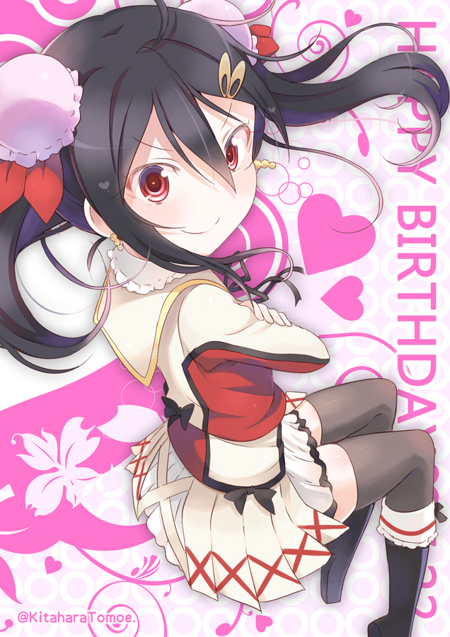 black_hair, blush, long_hair, love_live!_school_idol_project, red_eyes, smile, twitails, uniform, yazawa_nico