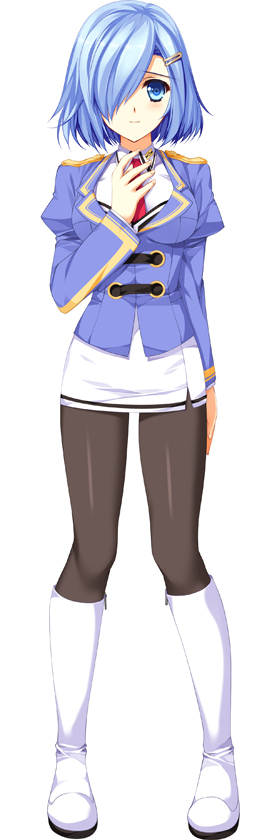 1girl, blue_eyes, blue_hair, boots, full_body, hair_ornament, hair_over_one_eye, hairclip